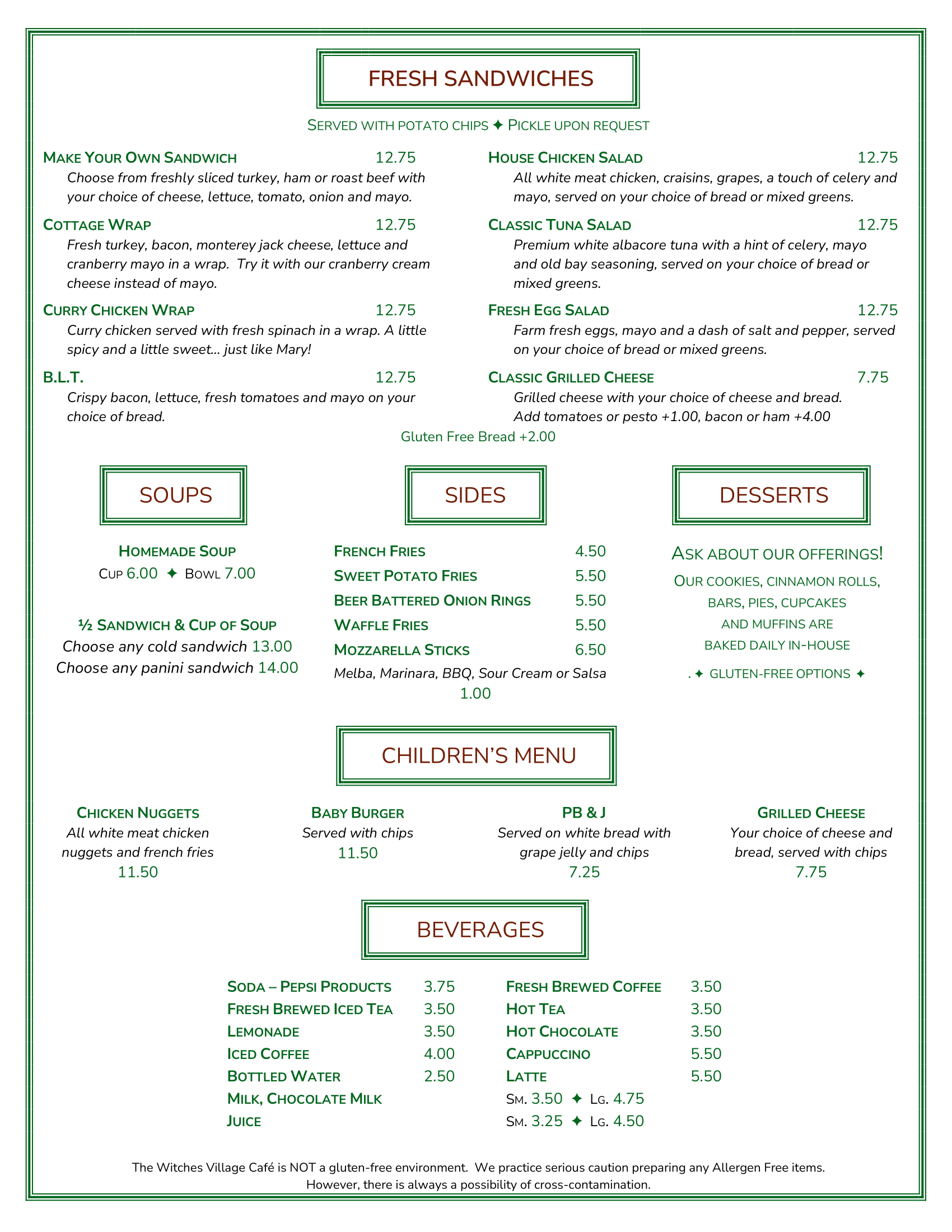 Lunch menu page 2
